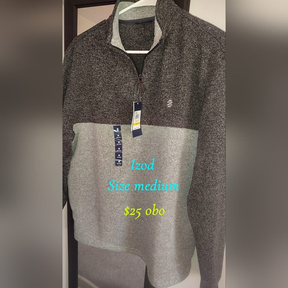 Izod Gray and Black Quarter-Zip Pullover